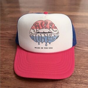Dirty Honey Trucker Hat - red, white & blue shirt